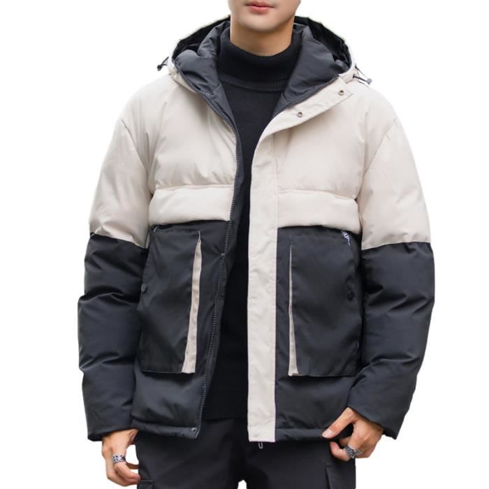 Doudoune Homme Hiver Légère - Coupe Mi-longue Coupe-vent - Avec/sans Capuche - Grandes Tailles - Polyvalente Ville/extérieur