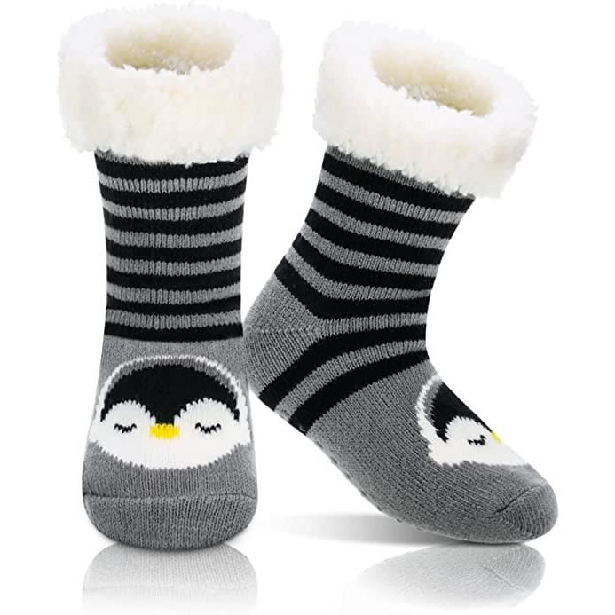 Chaussettes Antidérapantes Enfant, Chaussettes de Noël à Maison Épais  Chauds Chausson Antiderapant Bebe 3-6 ans Noir - Cdiscount Prêt-à-Porter