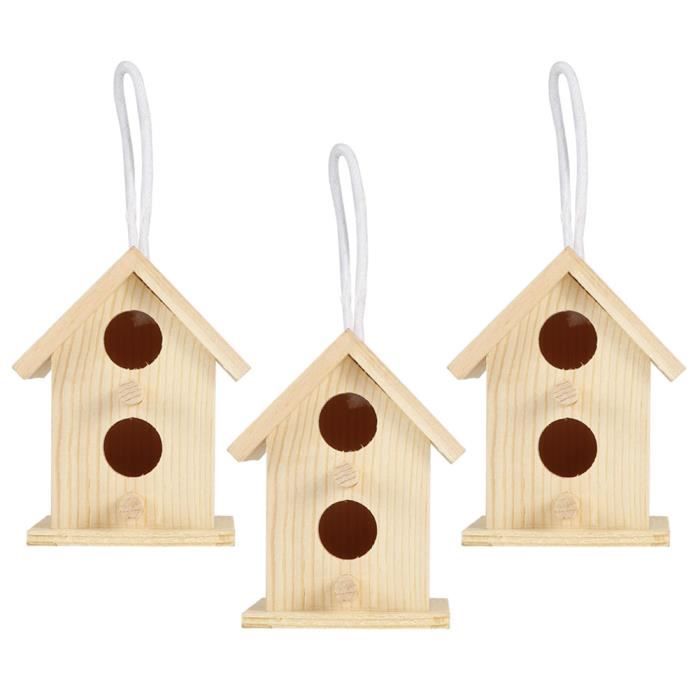 Meilleurs prix pour Nichoir Maison d'oiseau en bois - OMABETA - 3 pièces - Résistant à l'humidité - Décoration extérieure