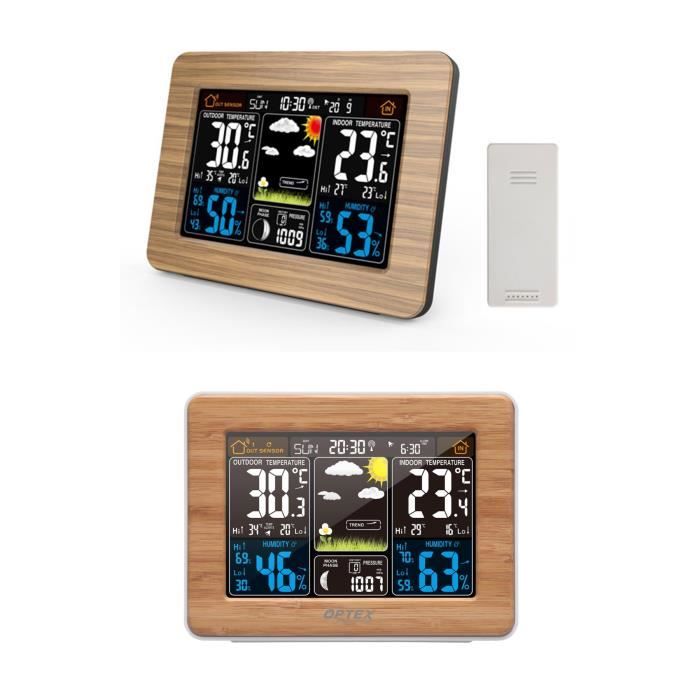 Station météo BOIS Int et ext capteur météo sans fil ext Prév