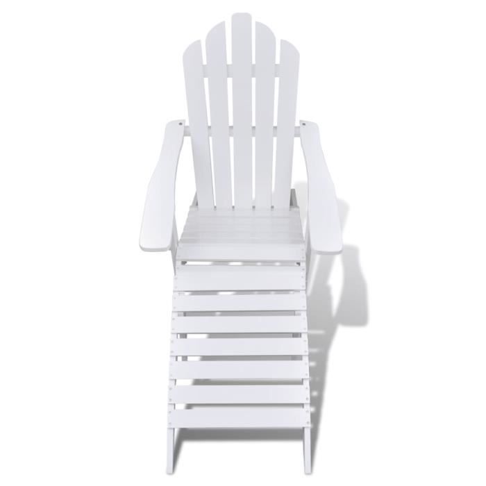 Fauteuil de jardin OVONNI en bois massif blanc avec pouf - 1 personne - facile à assembler