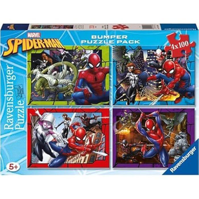 Puzzle 2D - RAVENSBURGER - Spiderman - 4 x 100 pièces - Multicolore - Pour enfants à partir de 5 ans