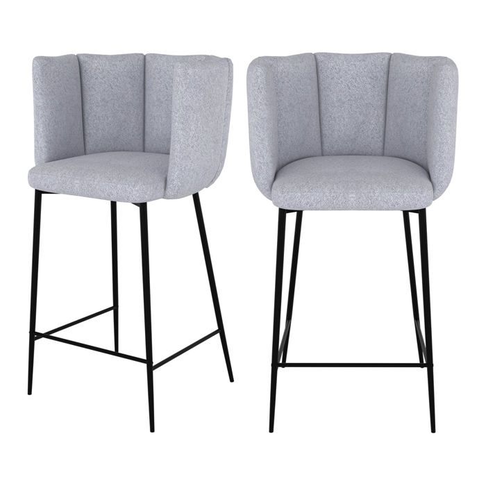 Lot de 2 chaises pour îlot central 67 cm en tissu gris clair - Rosy - Maison Pavane
