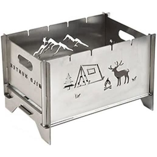 Poêle De Camping Pliable En Acier Inoxydable - Double Foyer - Pliable Et Léger - Neuf