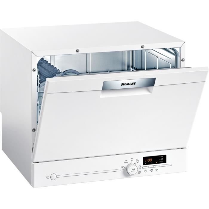 Lave-vaisselle compact 6 couverts Siemens - SK26E222EU - Programme Verres 40°C - Blanc