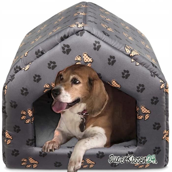 Comparer les prix de SuperKissen24 Niche pour Chat Chien Lit Panier Corbeille Gris Beige Noir Taille LCouchage