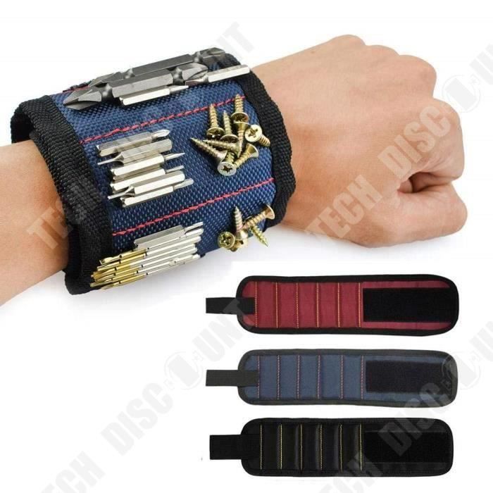 TD® Bracelet Magnétique 10 Aimants Puissants pour Tenir au Pougnet des Outils, Tournevis, Clous, Écrous-Accessoire de bricolage