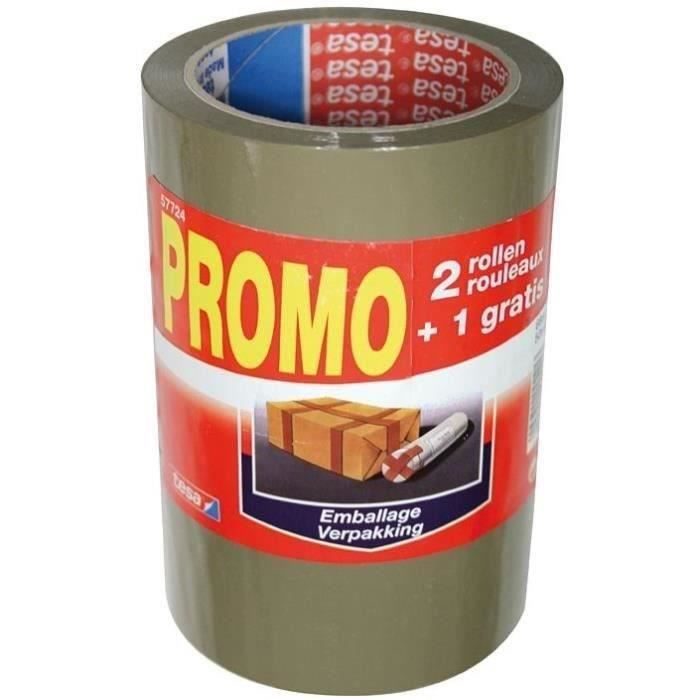 Lot de 2 rouleaux adhésifs + 1 gratuit - 66 m x50 mm