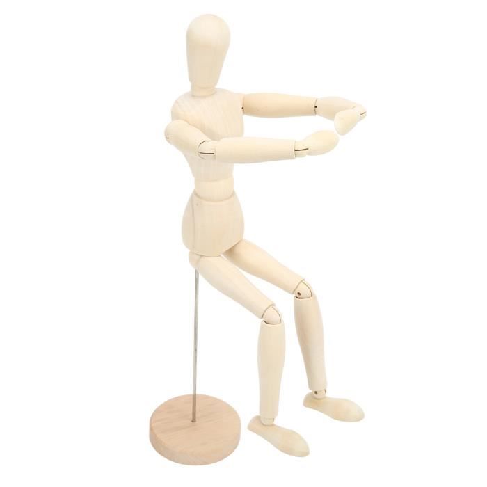Mannequin En Bois Articulé 21 Cm – Figurine Flexible Pour Dessin, Peinture, Manga & Décoration Maison, Avec Base Stable
