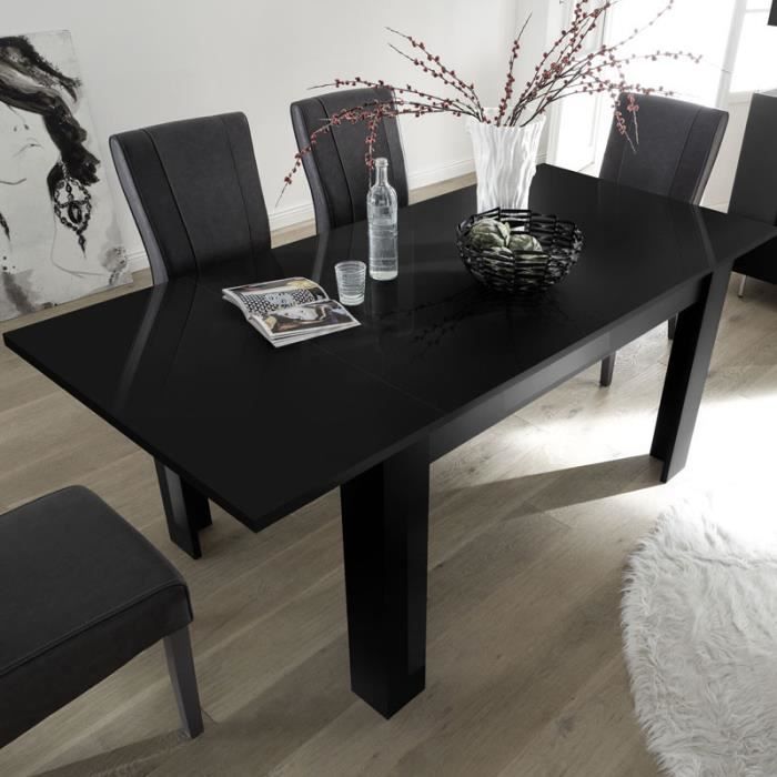 table de repas rectangulaire laqué noir - tousmesmeubles - tarente - 185 cm - 10 places - design contemporain