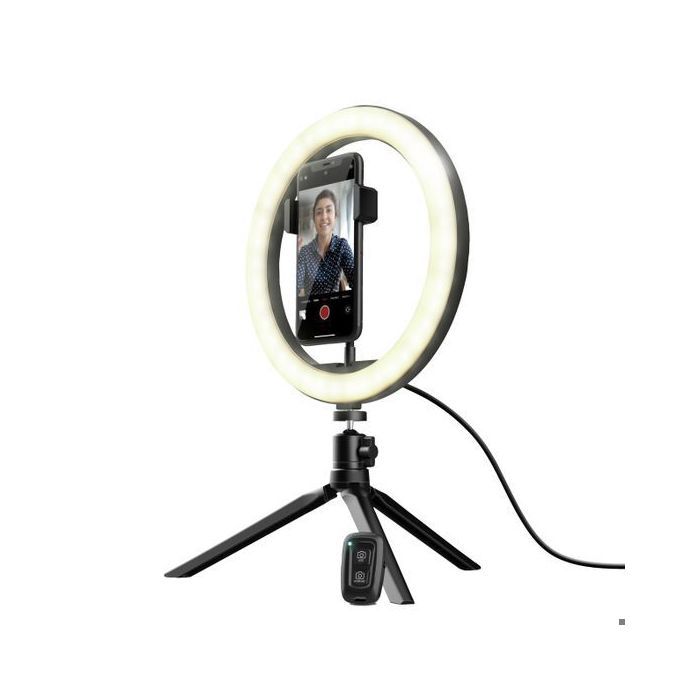 Trust Maku LED Ring Light 10” avec Trépied, Support de Téléphone et Télécommande pour Selfie, TikTok, YouTube