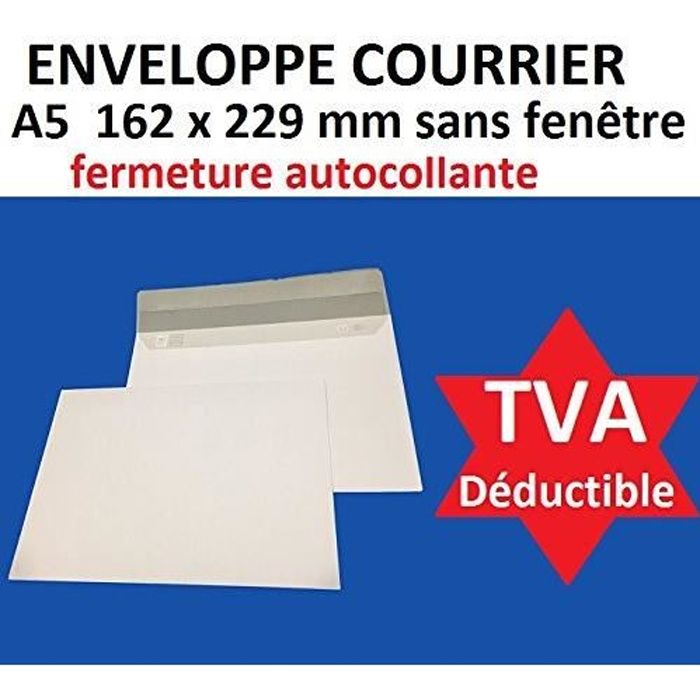 La Couronne - 250 Pochettes Enveloppes 260 x 330 mm - 90 gr - sans fenêtre  - blanc - bande auto-adhésive Pas Cher