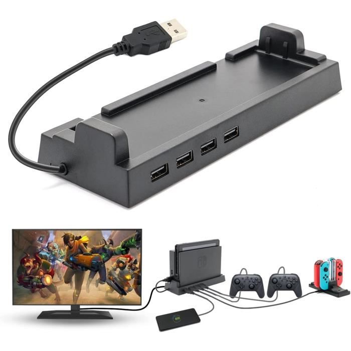 Hub USB 2.0 vers 4 Ports USB, Transfert Rapide Hub Multiple USB, Compatible avec Souris Clavier