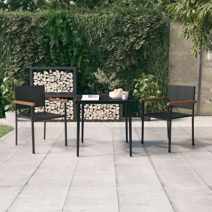 vidaXL Ensemble de salle à manger de jardin 3 pcs Noir 28.4 kg