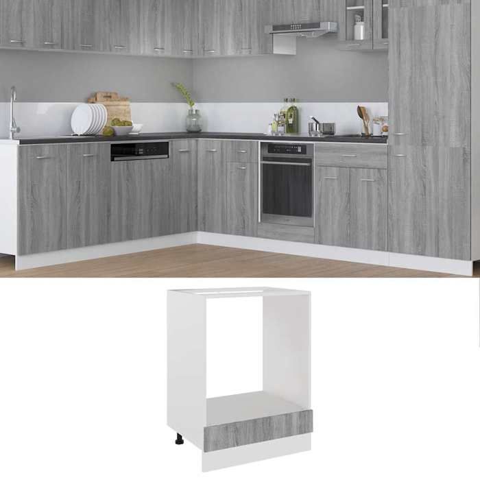 vidaXL Meuble de four Riga Gris Sonoma 60 x 46 x 815 cm Bois dingénierie 825835