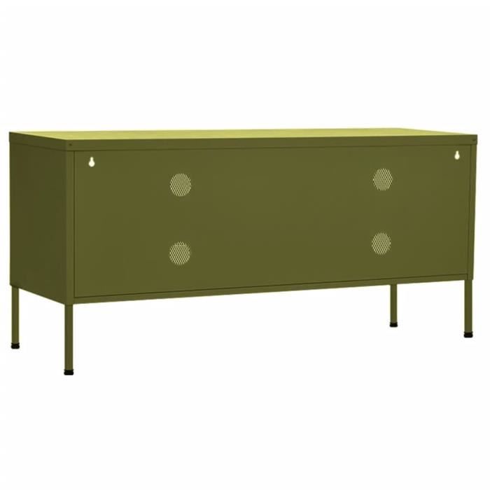 fan - meuble tv vert olive 105x35x50 cm acier - dx1945
