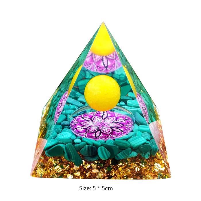 Pyramide D'orgonite En Malachite Naturelle 60 Mm - Pierre De Méditation, énergie, Décoration Zen