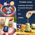 400ml Mini Mixeur Fruits Portable avec 6 Lame en Acier Inoxydable Personnelle Blender pour Légumes Smoothie Shakes USB Rechargeable-1