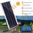 Kit Panneau Solaire 100W + Contrôleur de charge solaire 100A pour Charge la Batterie 12V de Camping-car/Bateau/Caravane-1