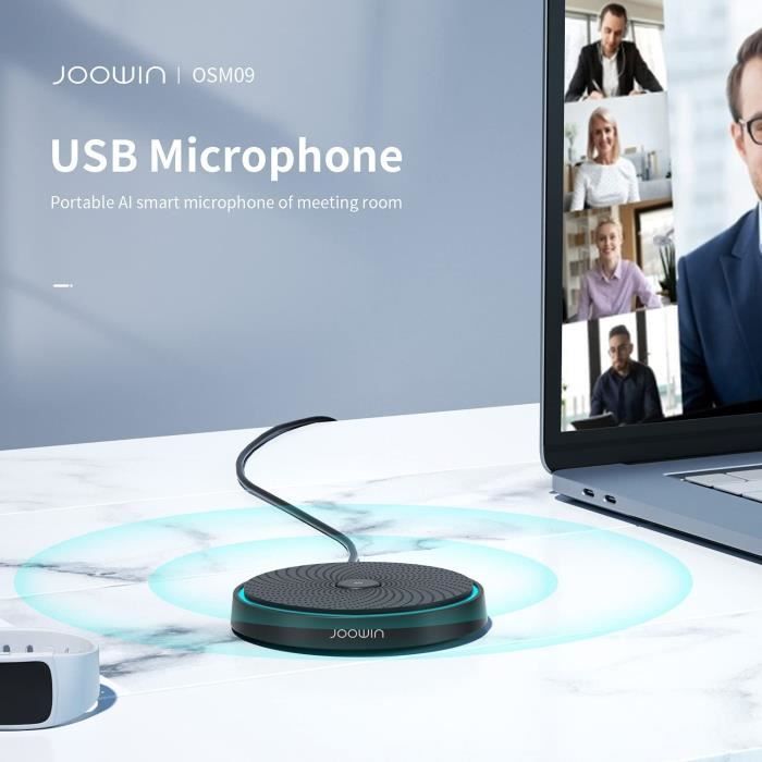 2020 Microphone De Conférence USB Amélioré Pour Ordinateur, Micro à Condensateur Omnidirectionnel 360° Avec Clé Mute, Idéal Pour La Vidéoconférence, Les Jeux, Les Chats, Skype, Plug & Play, Windows
