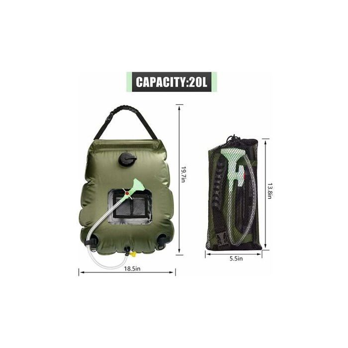 Sac De Douche Solaire Camping 20L - Avec Thermomètre - Portable Pour Randonnée, Extérieur