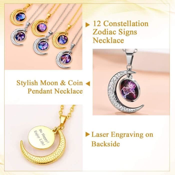 Richsteel 12 Constellations Stainless Steel Dog Tag Pendant Necklace with Chain 55 5 cm, Zodiac Signs Jewellery for Men Women Boys (Gift Box Richsteel 12 Constellations Stainless Steel Dog Tag Pendant Necklace with Chain 55 5 cm, Zodiac Signs Jewellery for Men Women Boys (Gift Box