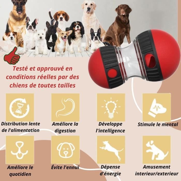 BITOYO Jouet Interactif Chien, Distributeur Friandises Roulantes, Jouet Distributeur Croquettes Chien, Puzzle Pour Chien, Jeux Intelligence Chien Pour Chiens Grande, Petite Et Moyenne Taille