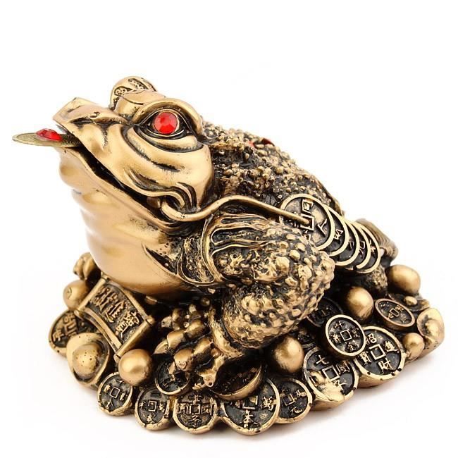 Porte-clés Feng Shui Crapaud Chance – Acier Inoxydable Plaqué Or – Neuf