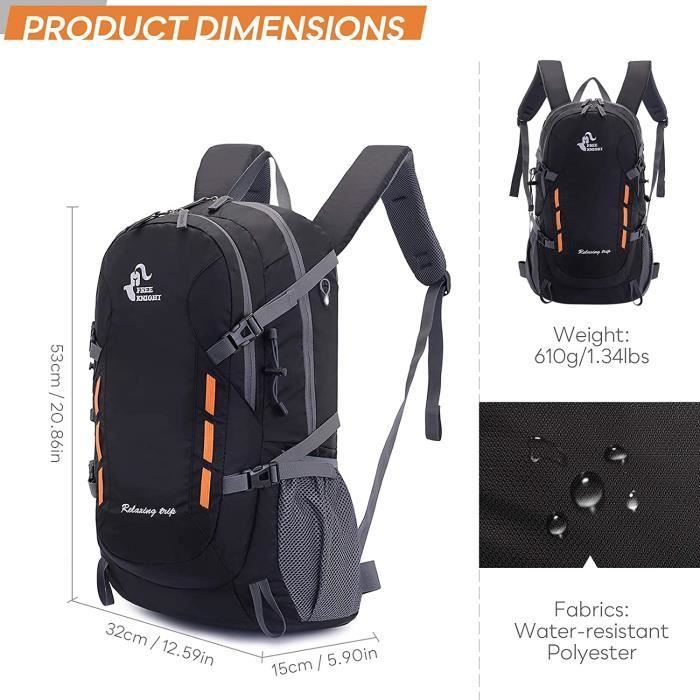 Sac à Dos de Randonnée Homme Femme 30L Sac à Dos Voyage Imperméable  Résistant aux Déchirures Unisexe Sac à Dos Ordinateur Portable - Cdiscount  Sport