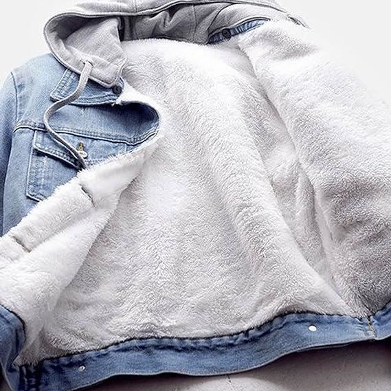 Veste en jean avec capuche fourrure deals