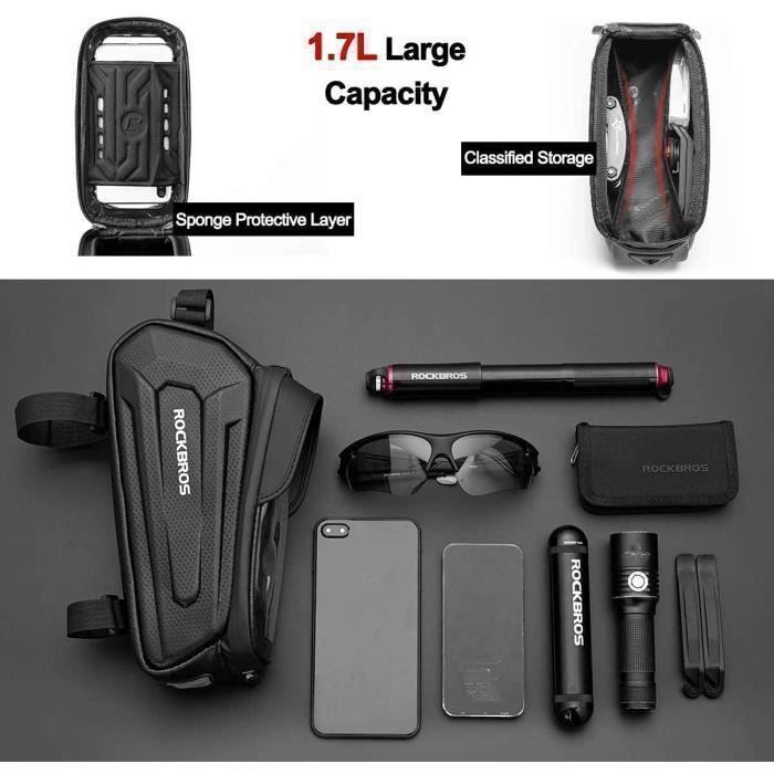 Sacoche de vélo étanche pour cadre avant avec support pour téléphone