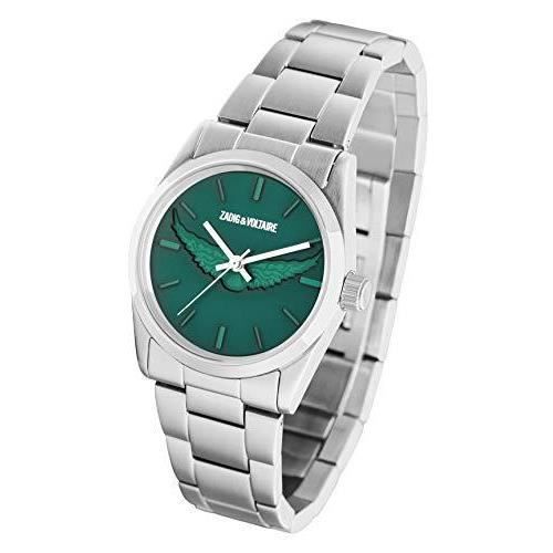 Zadig Voltaire Montre Mixte Quartz Acier inoxydable Vert Argent