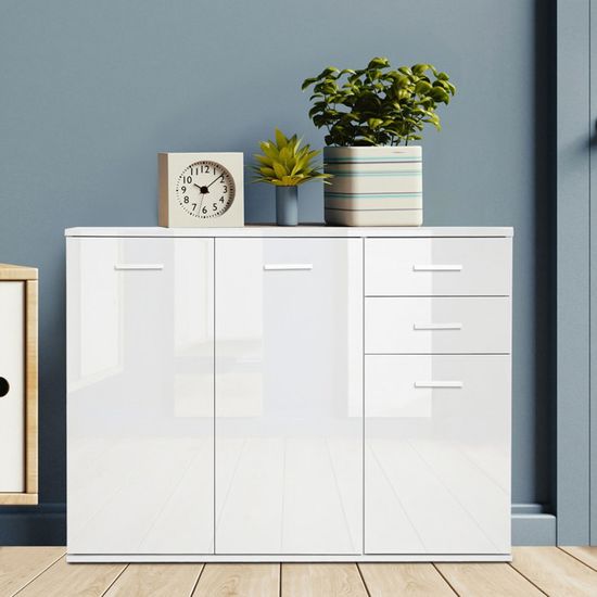 Meuble buffet 2 portes 3 tiroirs - Buffet de salon large - 139x40x76 cm Meuble buffet 2 portes 3 tiroirs - Buffet de salon large - 139x40x76 cm