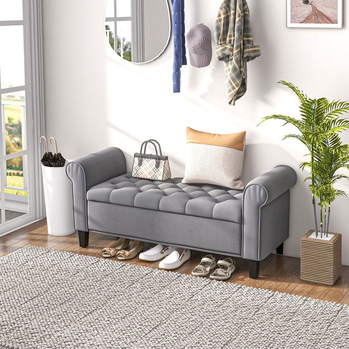 Banc d'assise avec espace de rangement, 102 x 35 x 43 cm Beige - Maison