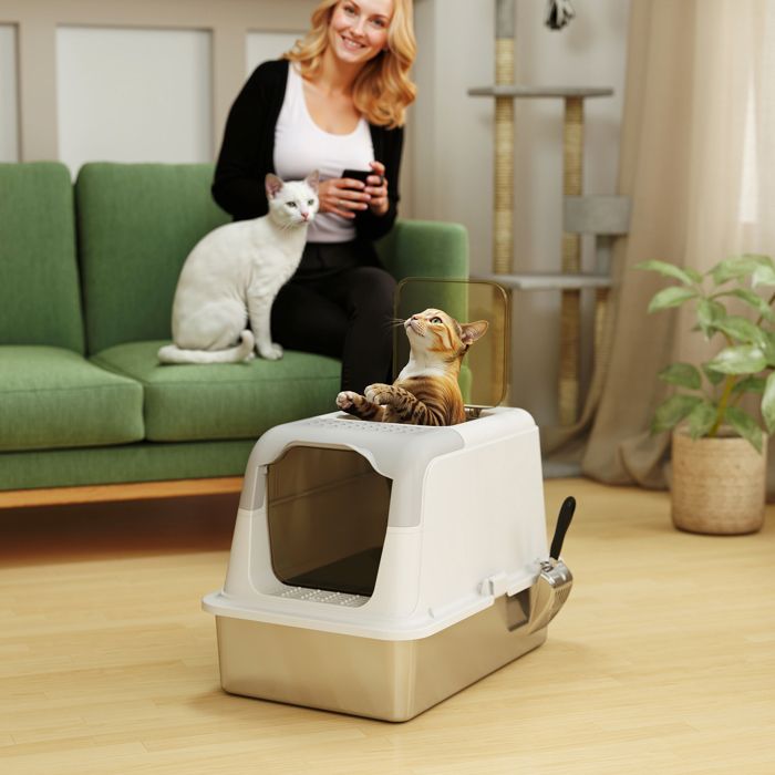 SACHA Maison De Toilette Pour Chat - Bac à Litière - 56 X 40 X 39 Cm
