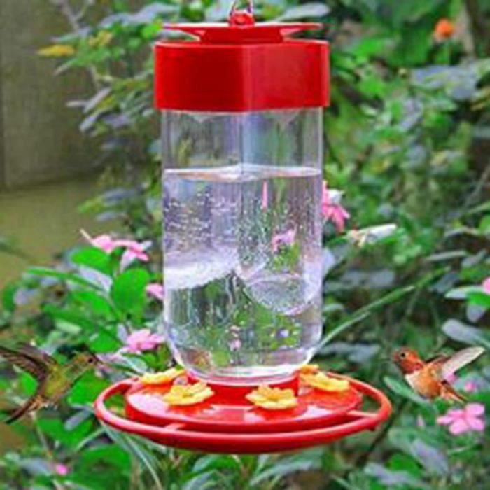 BOLITE Mangeoires à Colibris Pour L'extérieur à Suspendre, 18058B En Verre Soufflé à La Main, 623,7 G, 5 Ports D'alimentation Avec Perchoir, Bleu