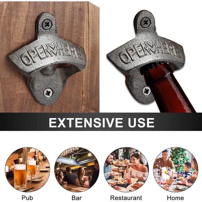 2 Décapsuleurs Muraux Vintage En Fonte – Pour Maison, Bar, Jardin, Terrasse