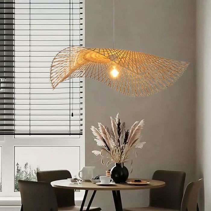 Abat-jour En Bambou Ciieeo - Lustre Lampe En Osier, Couverture Légère Solide, Design Tissé Moderne Pour Décoration Intérieure