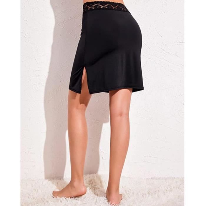 Jupon sous Robe Femme Jupe Fendue Lingerie Fonds de Jupe Invisible Jupon Elastique Elegant Petticoat Mariage Jupette Noir Noir Cdiscount Pret a Porter