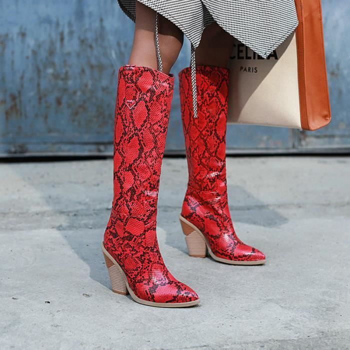 Botte rouge talon shop
