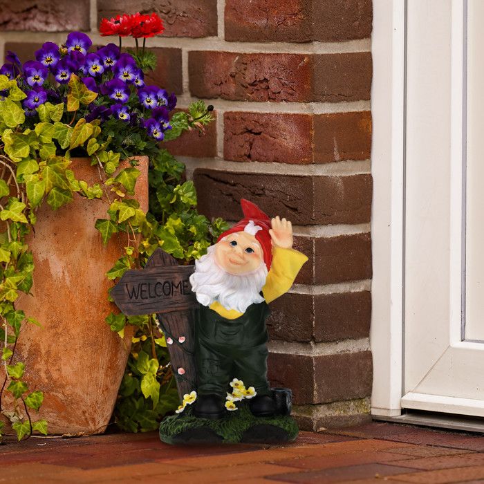 Nain De Jardin Avec Lanterne - Figurine Résistante Aux Intempéries Et Au Gel, 15x7,5x10,5 Cm, Décoration Extérieure Multicolore