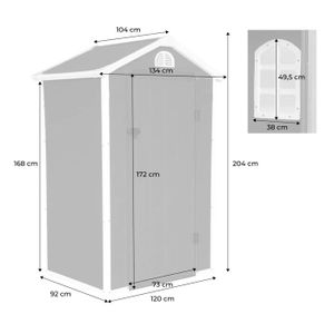 Abri De Jardin Résine 1,34 M² Jôbu - Structure Acier, Toit Double Pente - Fenêtre, Aération - Kit Fondation Inclus