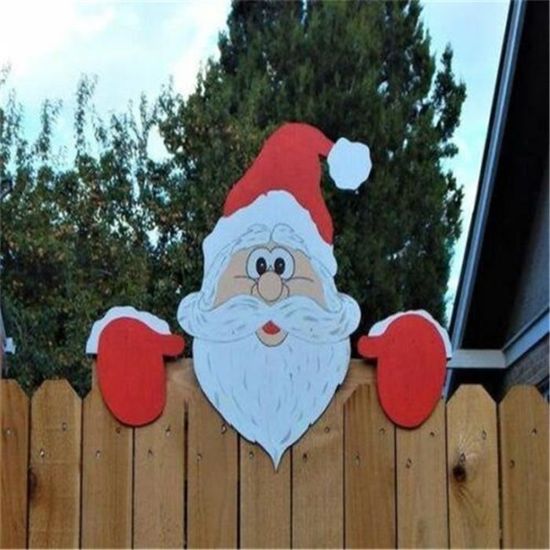 Décoration De Noël Pour Clôture - Père Noël PVC Imperméable 40x23 Cm, Pour Jardin, Pelouse, Allée