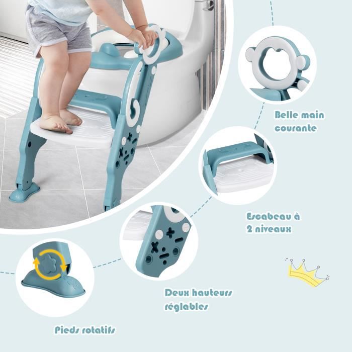Siège de Toilette pour Enfants Pliable et Hauteur Réglable en PP&PVC  Convient aux Enfants 1-8 Ans Vert - Costway