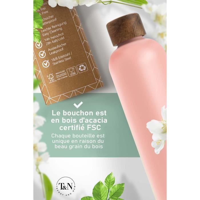 Bouteille Isotherme D‘Eau 500Ml En Acier Inoxydable Avec Bouchon En