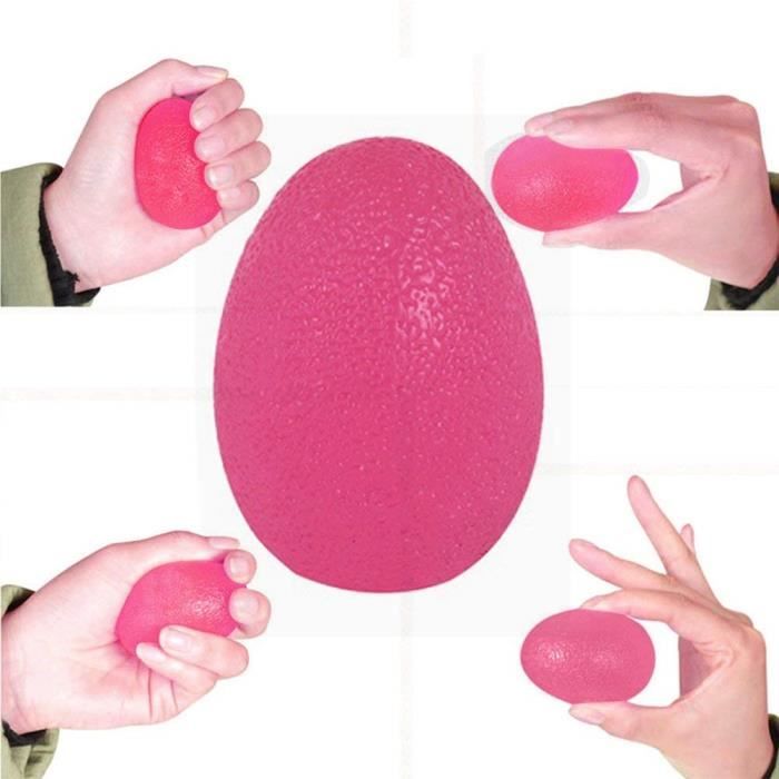 Lot de 3 balles anti-stress en forme d'œuf - Pour exercer les doigts et la  main - Pour rééducation - Pour améliorer la prise des doigts et soulager  les douleurs arthrites (rouge