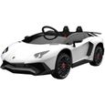 Voiture électrique pour enfants Lamborghini Aventador blanche R/C ent.MP3, 12V LED et sons GQN - Farano Store-0