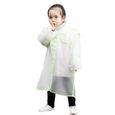 Eva Eva imperméable en plein air avec hotte manteau de pluie réutilisable portable Poncho pour enfants (vert fluorescent, L)-0