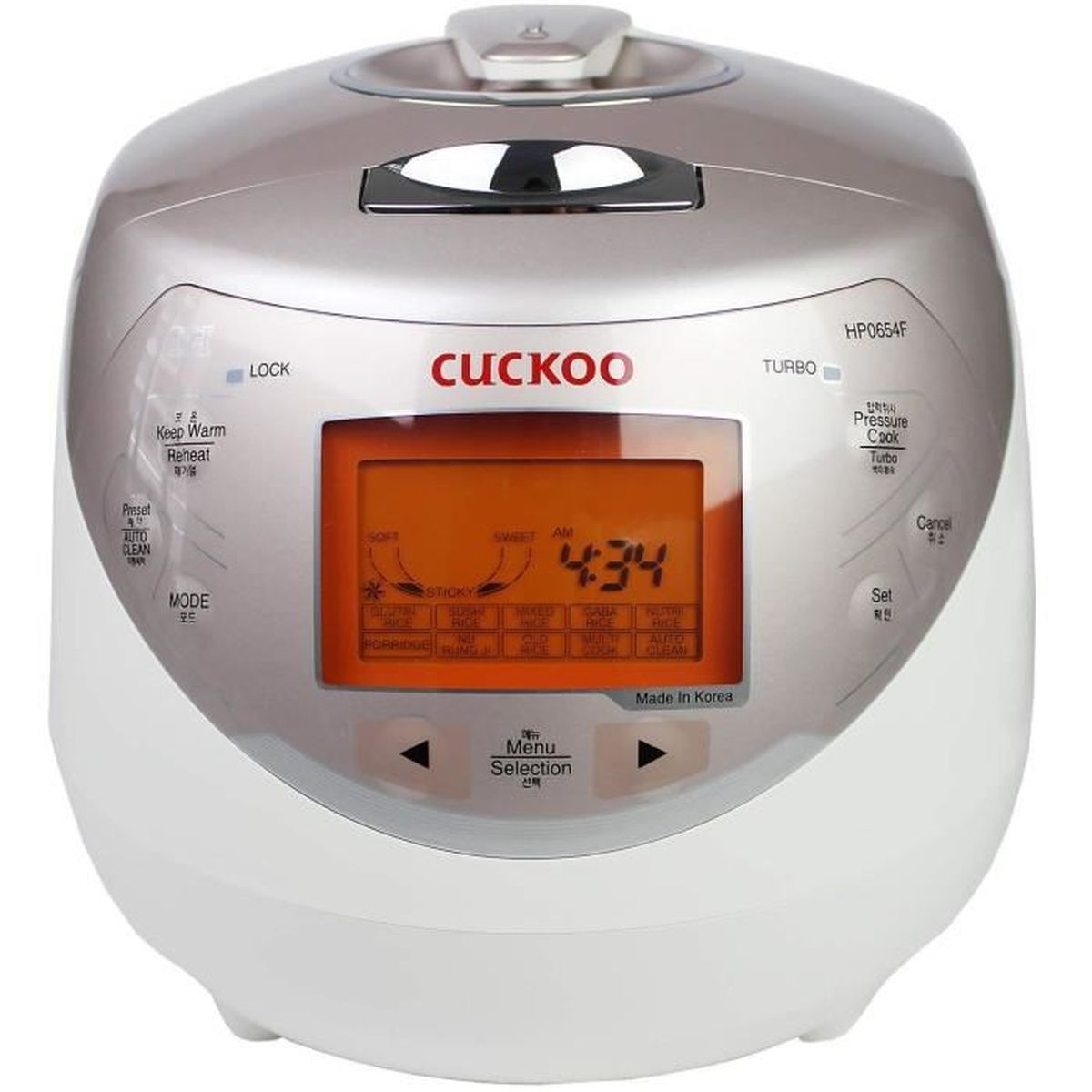 avec pression de vapeur et technologie Fuzzy Logic Cuiseur à riz à induction numérique Cuckoo CRP-HP0654F 1,08 l / 1040 W / 220 V–240 V riz pour 4 personnes maximum 
