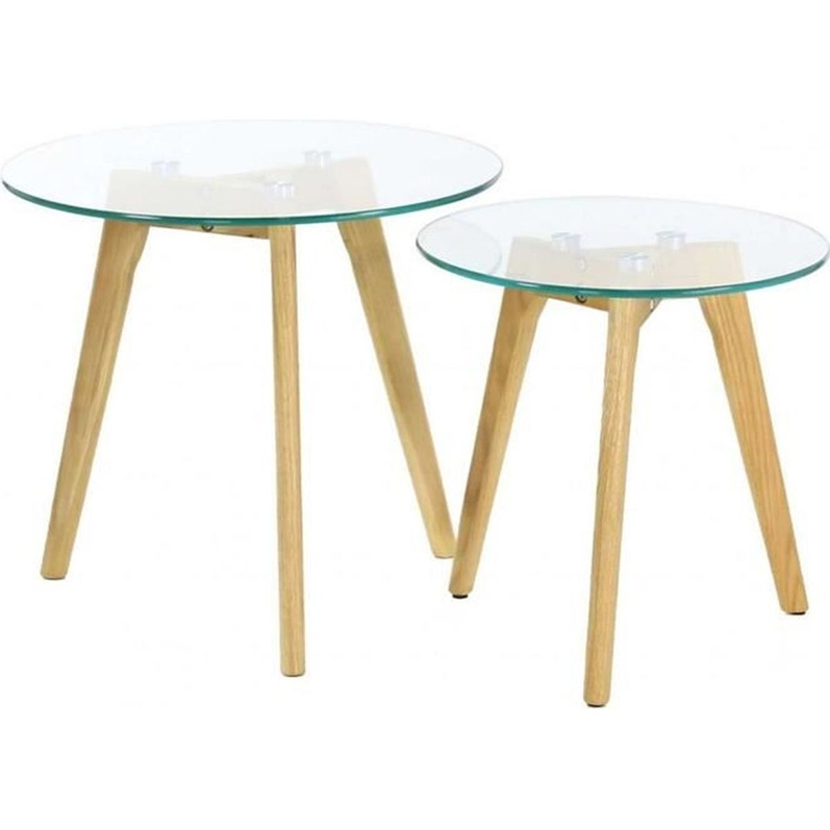 Lot De 2 Tables Gigognes En Bois Et Verre Trempe Coloris